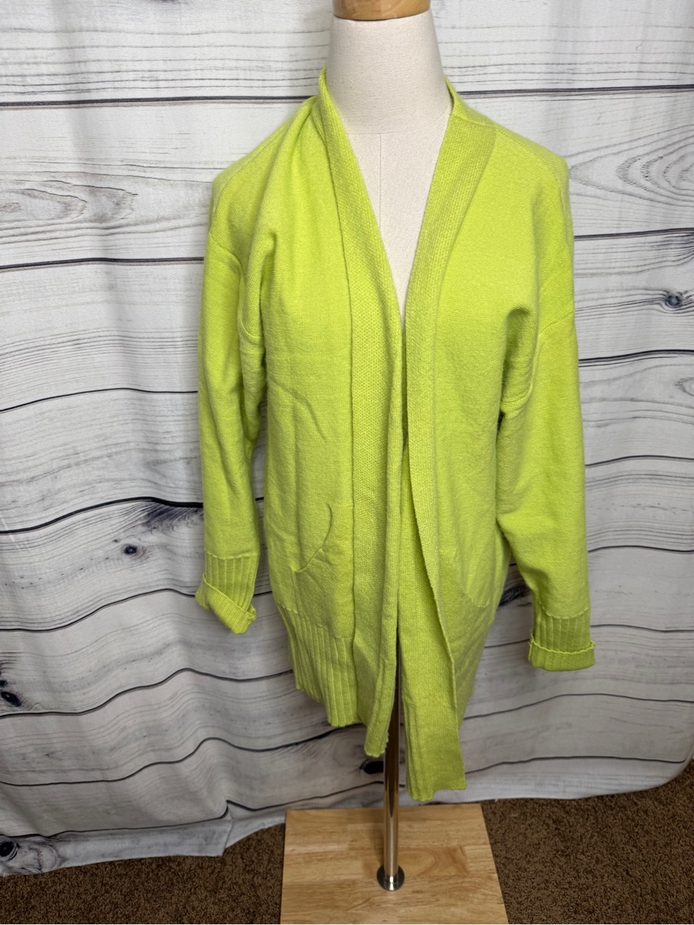 Lightweight Lime Green Open-Front Cardigan Sweater
